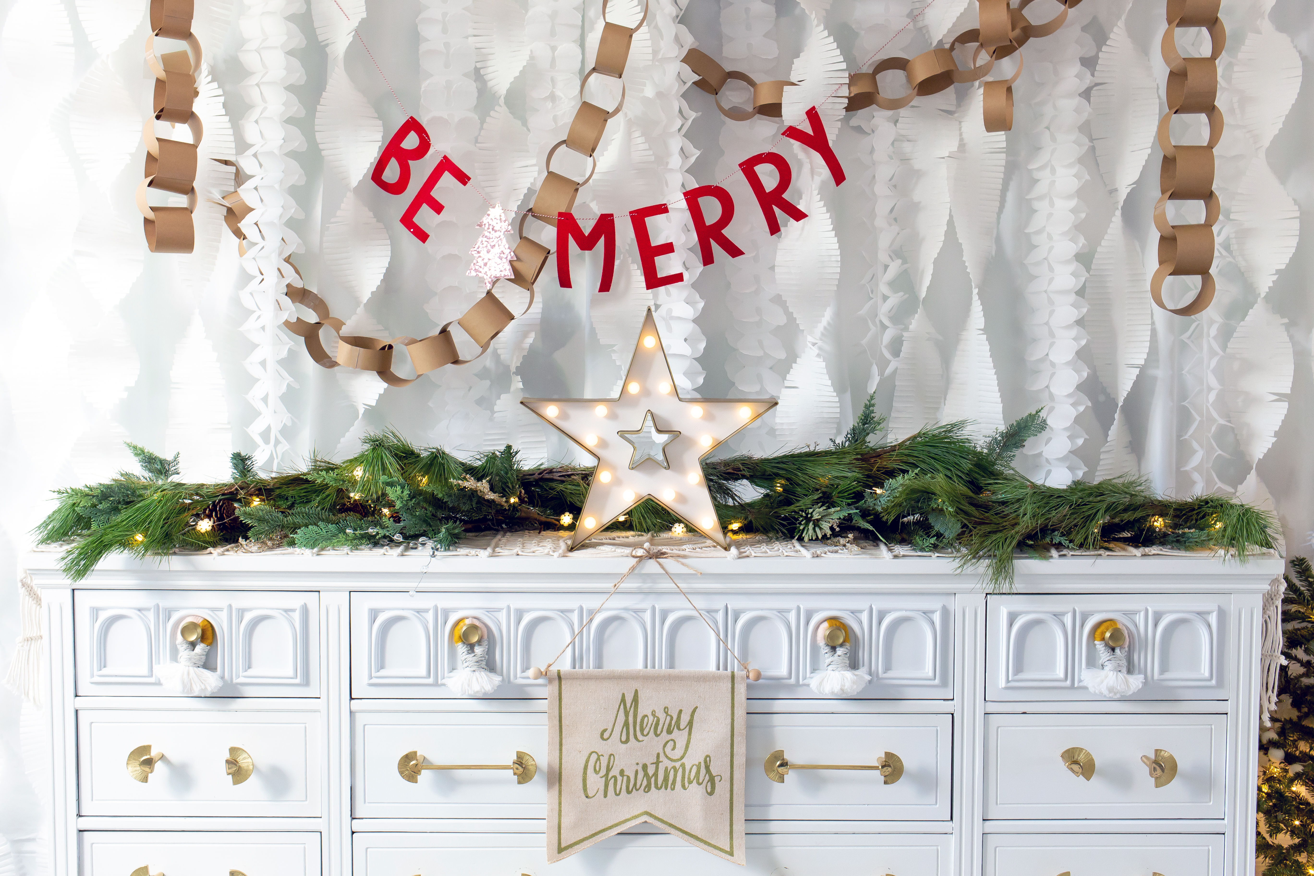 be merry garland, Christmas home decor, boho home decor