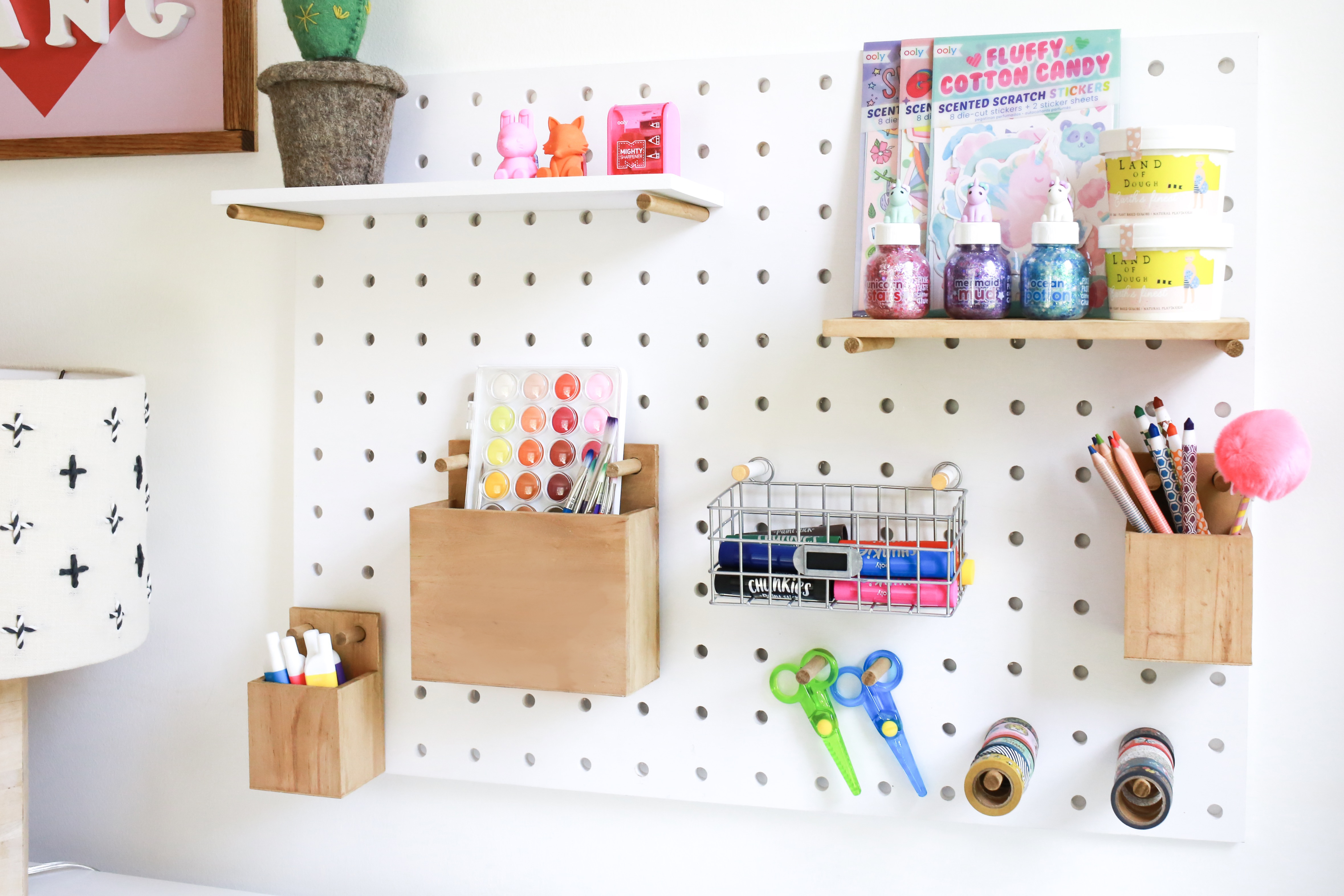 art space for kids, peg board projects 