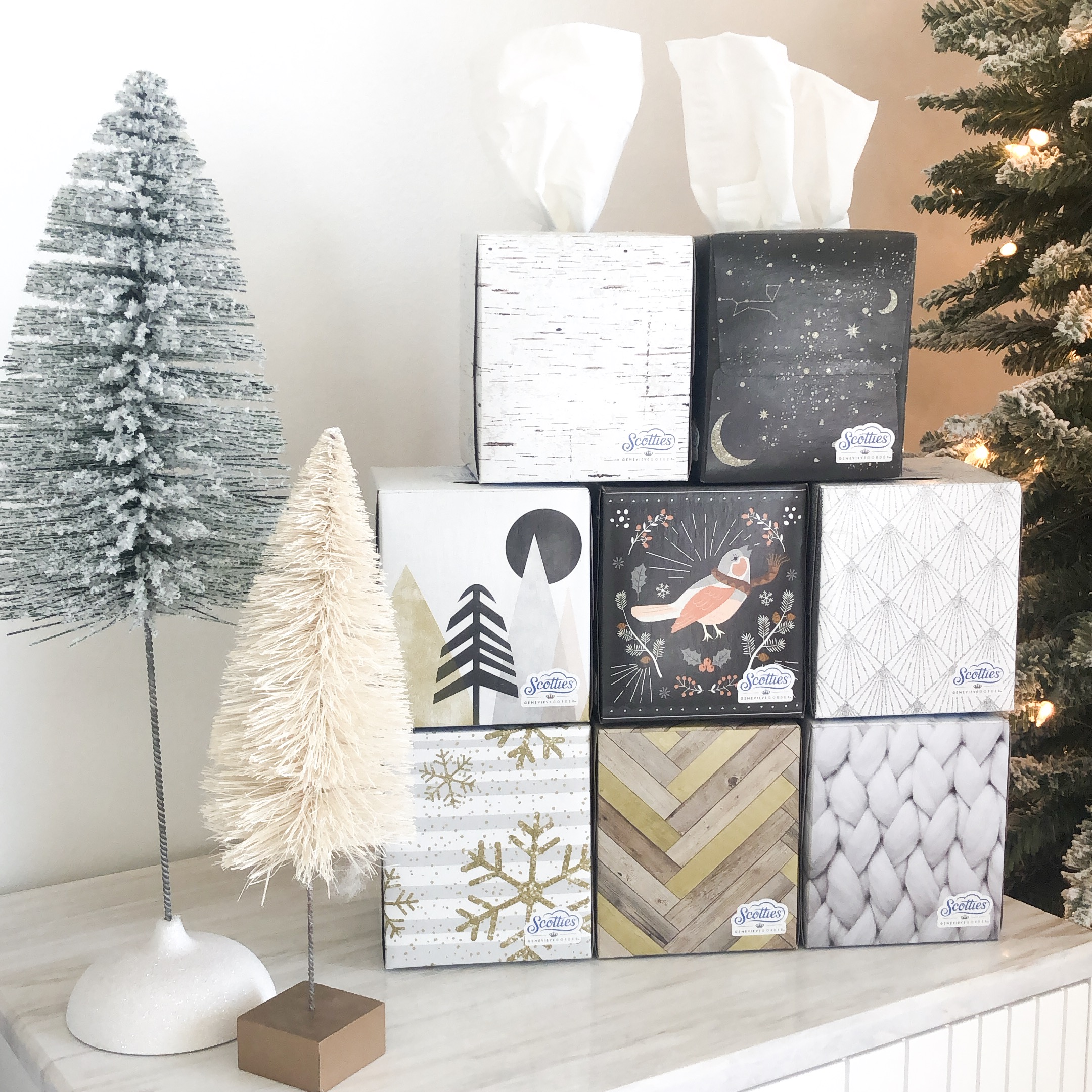 stylish holiday tissue boxes, christmas decor, merry christmas home decor