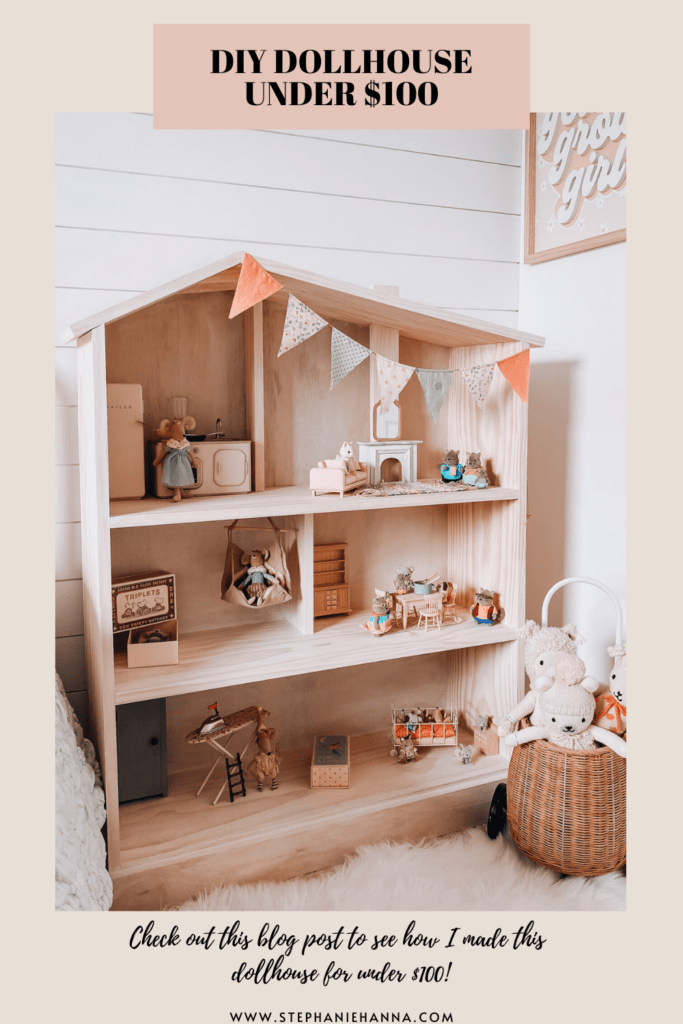DIY Wooden Dollhouse for kids in little girls room, mini small mice dolls, miniature doll pieces