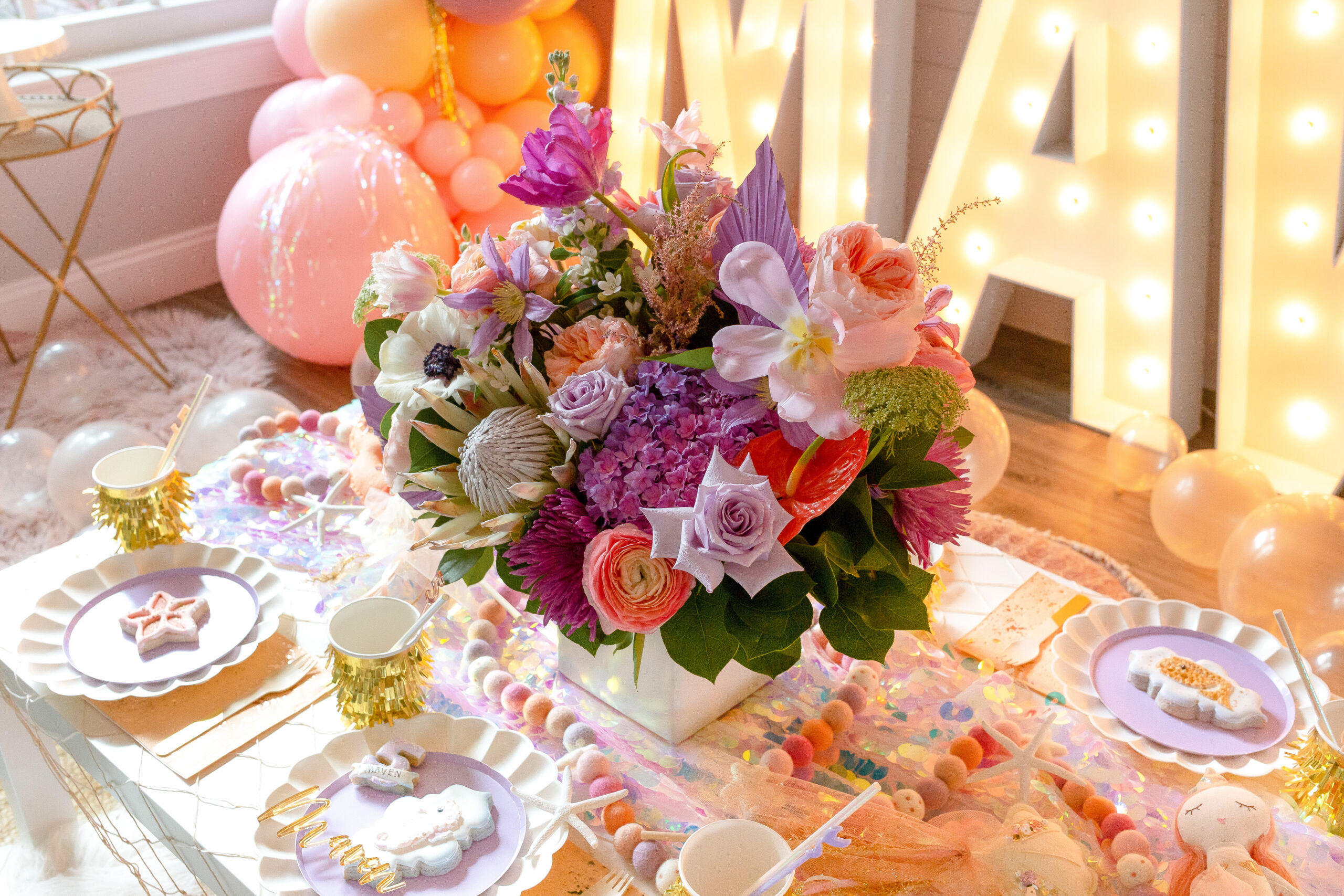 Mermaid Birthday Party Flower Centerpiece