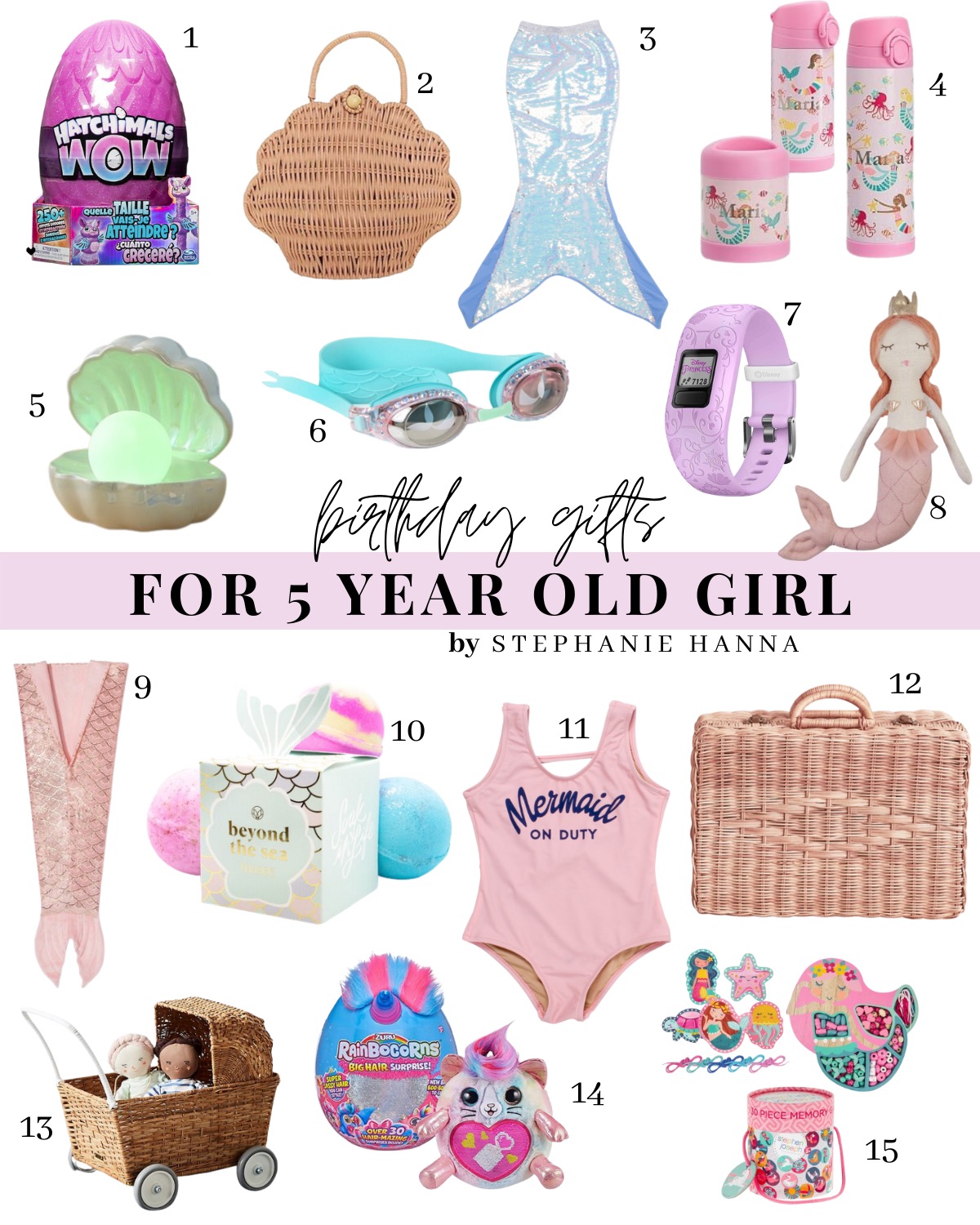 Mermaid Party Gift Guide, 5th birthday party ideas, birthday gifts for 5 year old girls