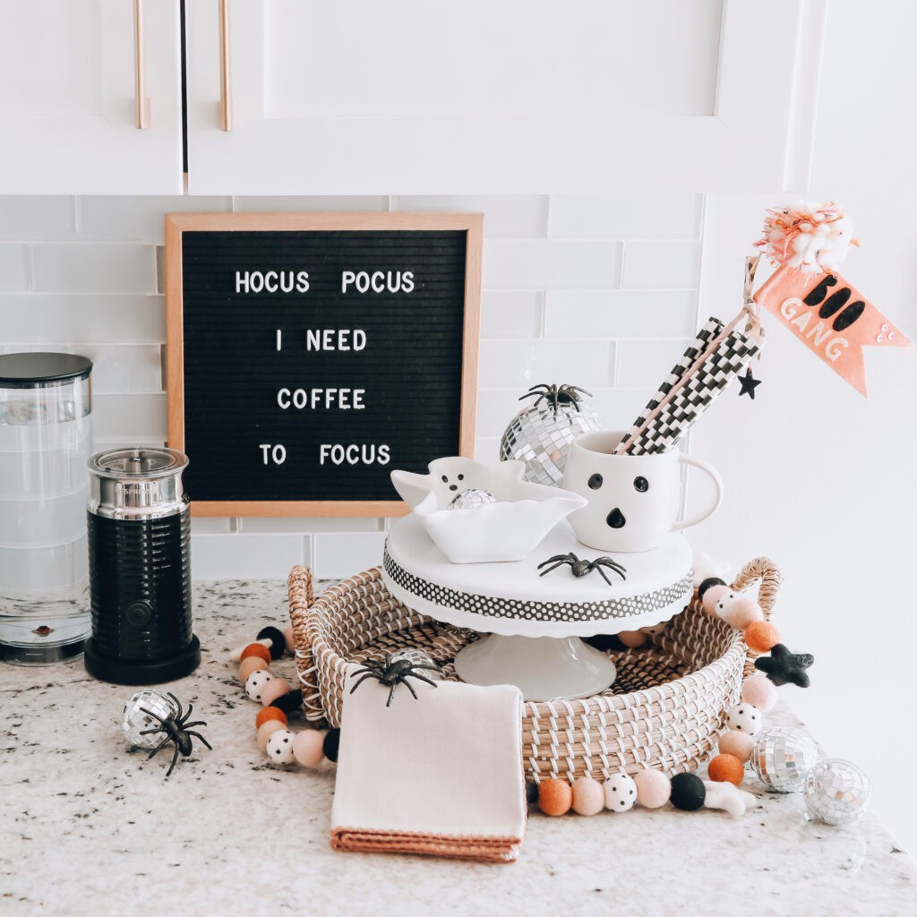 Coffee station for Halloween with ghost mug